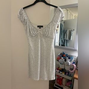 white dress w blue flowers